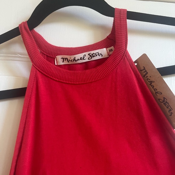 NWT Michael Stars Dress Halter Midi Ruched Dress - Red - Picture 5 of 6